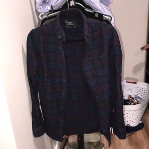 Navy and maroon flannel